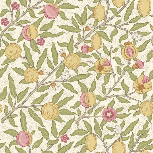 1002 - Fruit Wallpaper - Beige Cream by Morris Collections