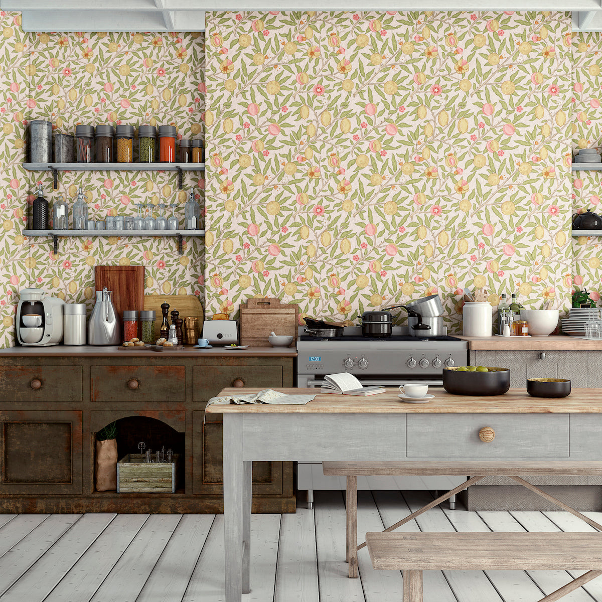 1004 - Fruit Wallpaper - Himalayan-Pink by Morris Collections