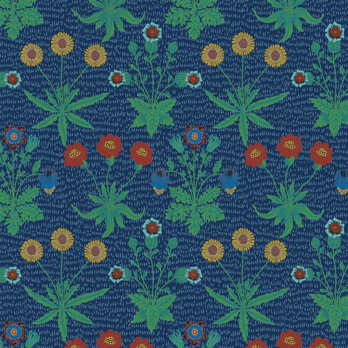 1015 - Daisy Wallpaper - Daisy Midnight Blue by Morris Collections