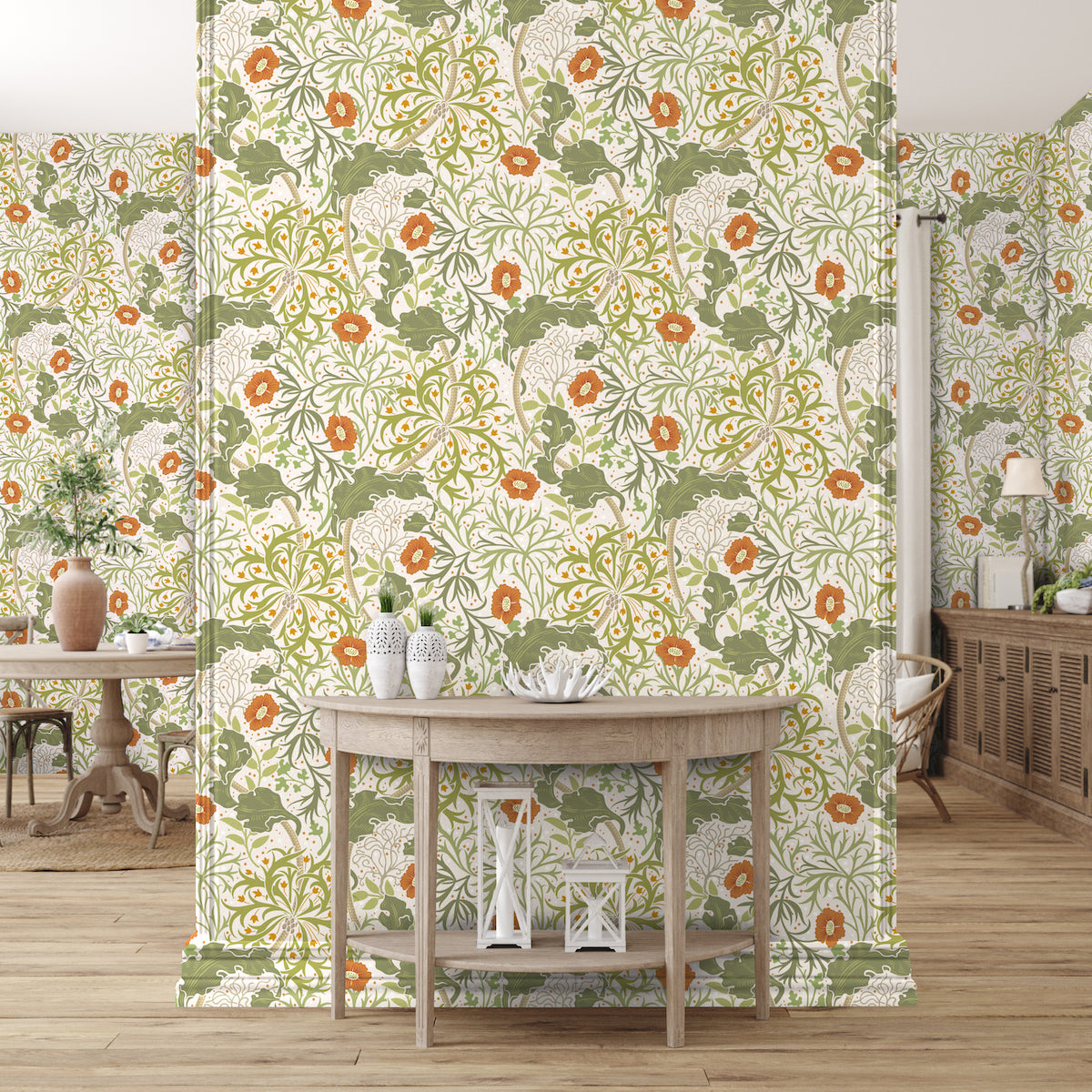 1034 - Seaweed Wallpaper - Ecru-Cream by Morris Collections