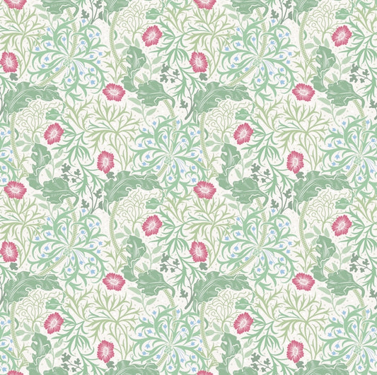 1035 - Seaweed Wallpaper - Ivory-Green by Morris Collections