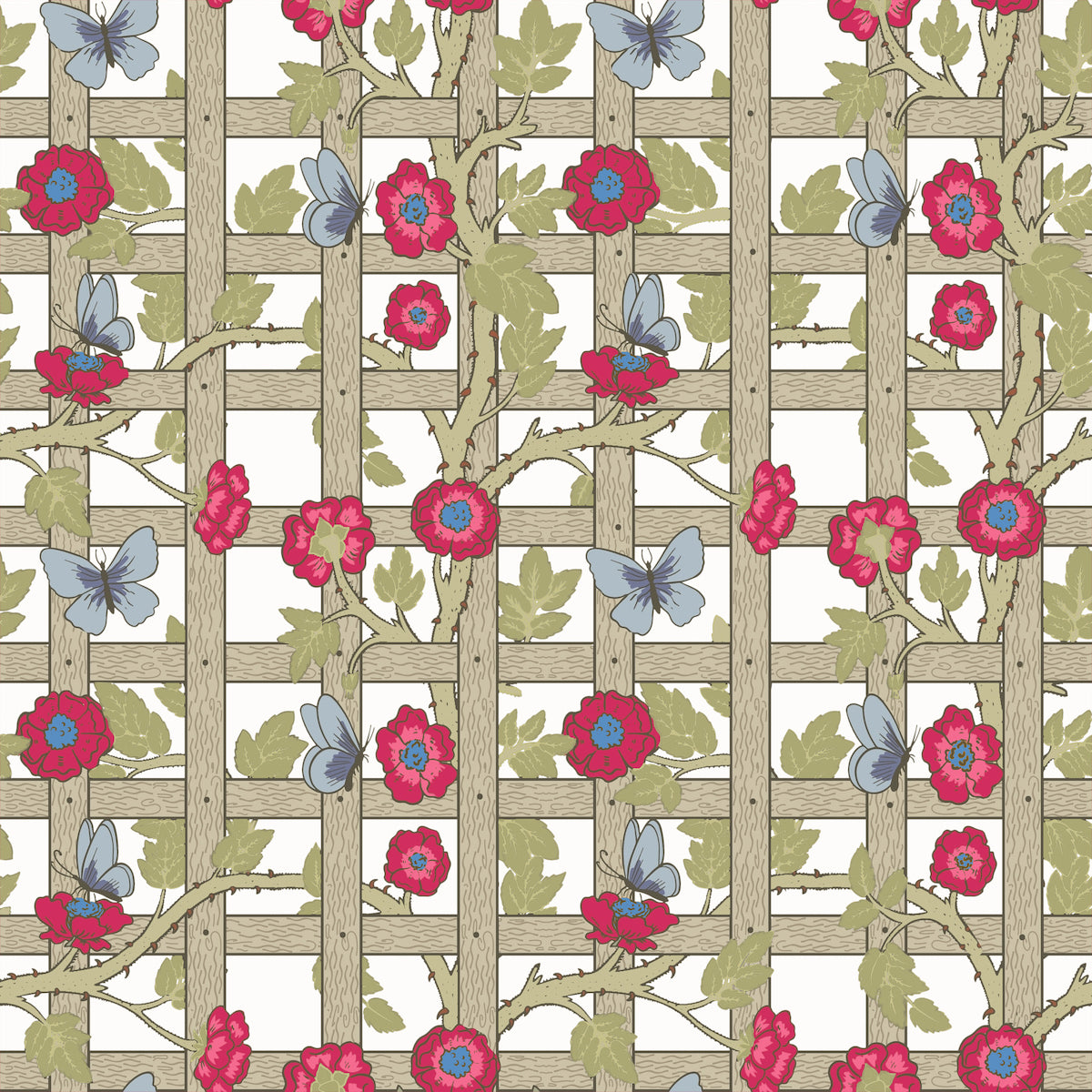 1039 - Trellis Wallpaper - Linen White by Morris Collections