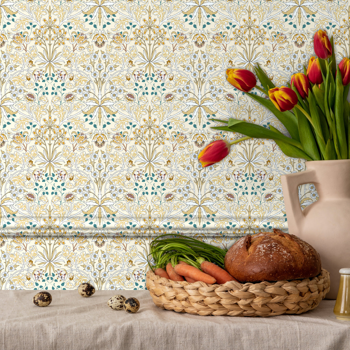 1080 - Woodland Wallpaper - Woodland Cream by Morris Collections