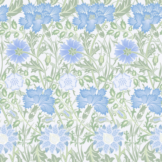 1090 - Iris & Chrysanthemum Wallpaper - Sky-Green by Morris Collections