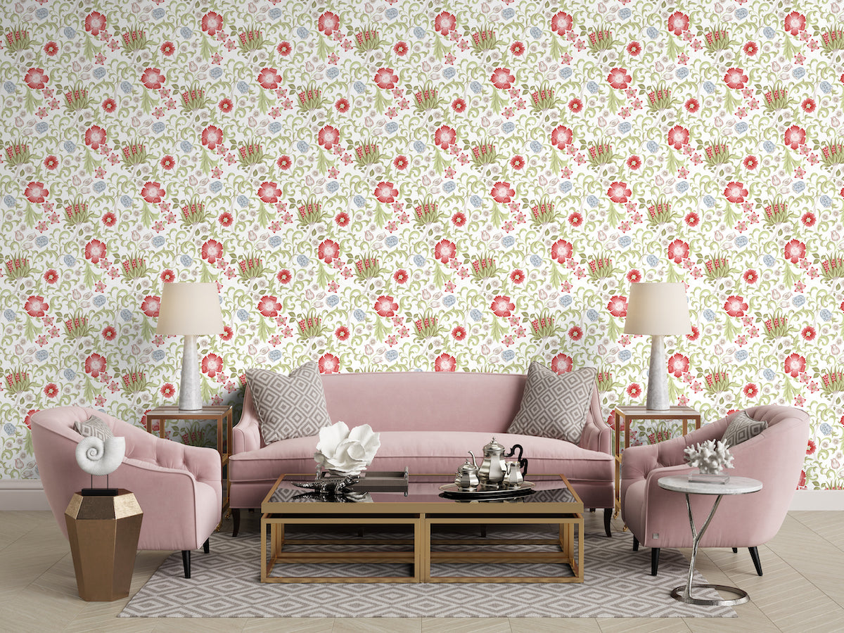 1096 - Summer Field Wallpaper - Linen Cream by Morris Collections