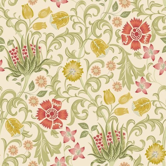 1097 - Summer Field Wallpaper - Ivory Cream by Morris Collections
