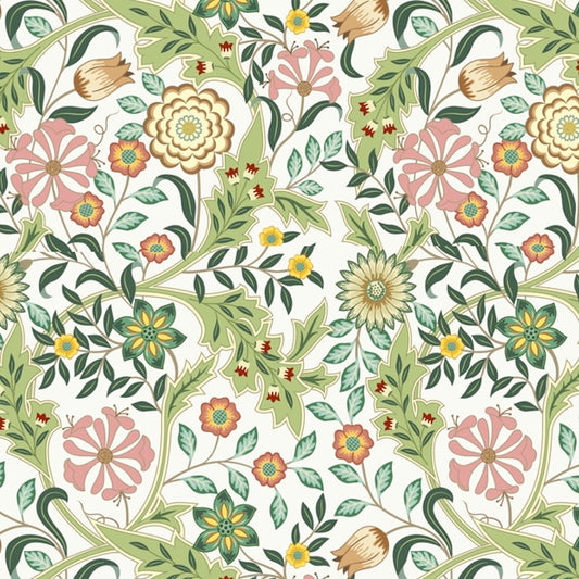 1122 - Honeysuckle & Amaris Wallpaper - Ivory-white by Morris Collections