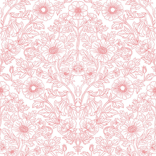1132 - Pure Poppy Wallpaper - Poppy Pink by Morris Collections