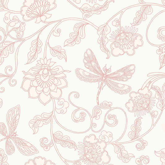 1134 - Dragonfly Wallpaper - Fuschia by Morris Collections