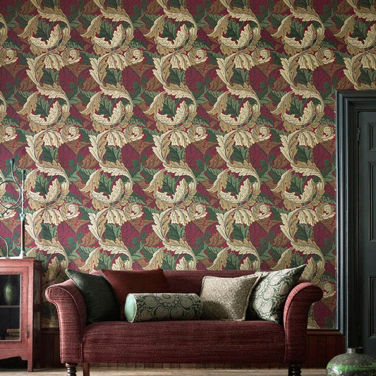 Acanthus Wallpaper - Madder/Thyme - 216439 - Morris & Co - Premier Wallcovering