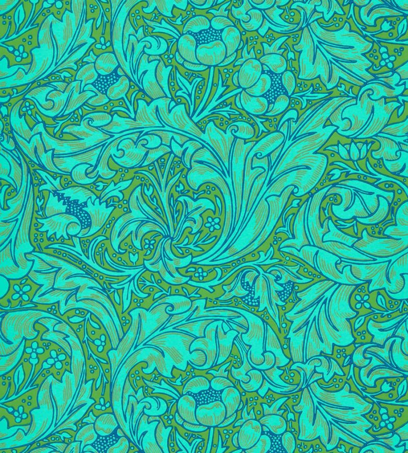 Bachelors Button Wallpaper - Olive/Turquoise - 216959 - Morris & Co - Premier Wallcovering