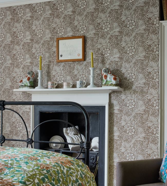 Marigold Wallpaper - Chocolate/Cream - 216955 - Morris & Co - Premier Wallcovering