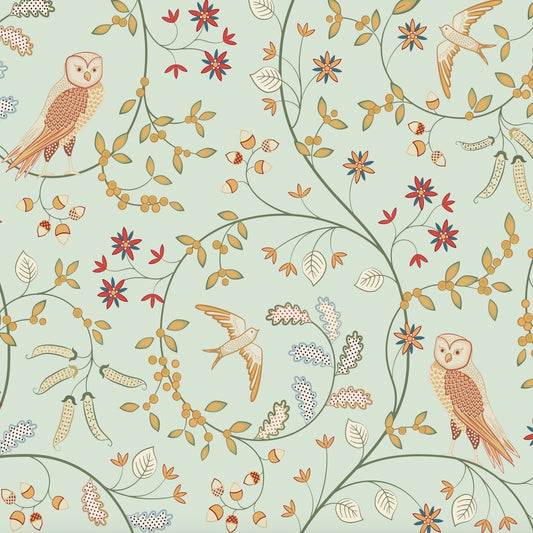 1032 - Newill Wallpaper - Newill Pale Green by Morris Collections