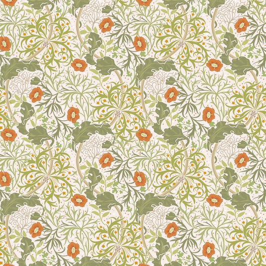 1034 - Seaweed Wallpaper - Ecru-Cream by Morris Collections