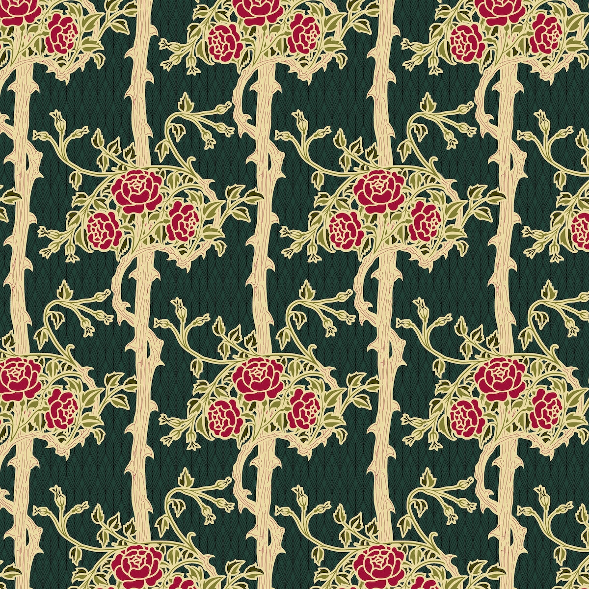 1088 - Forest Rose Wallpaper - Black Red by Morris Collections