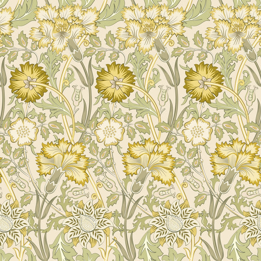 1091 - Iris & Chrysanthemum Wallpaper - Fern Green by Morris Collections