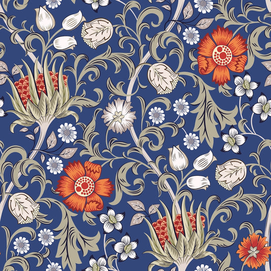 1099 - Summer Field Wallpaper - Field Navy Blue by Morris Collections