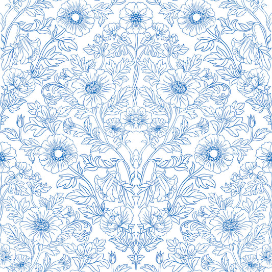 1131 - Pure Poppy Wallpaper - Poppy Blue by Morris Collections