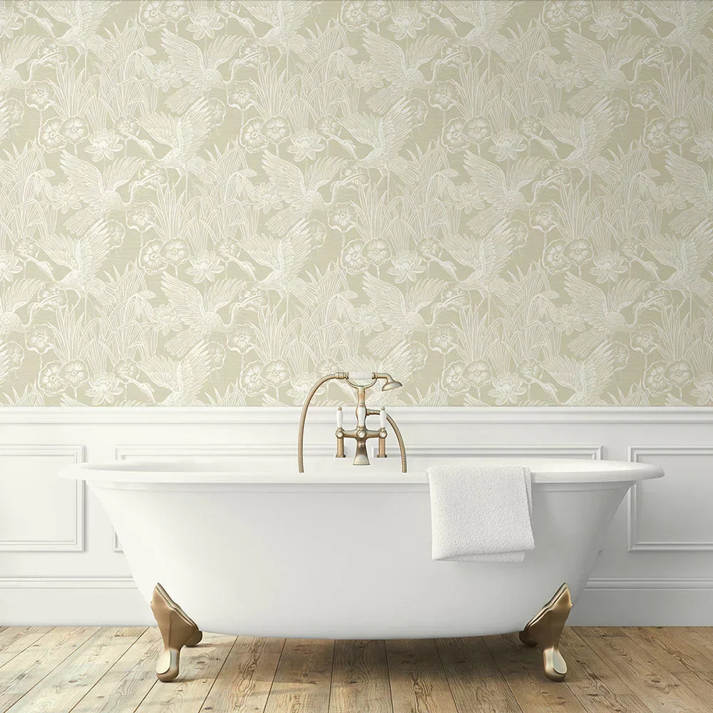 Floral Heron Peel & Stick Wallpaper