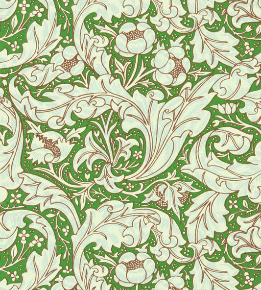 Bachelors Button Wallpaper - Leaf Green/Sky - 217096 - Morris & Co - Premier Wallcovering