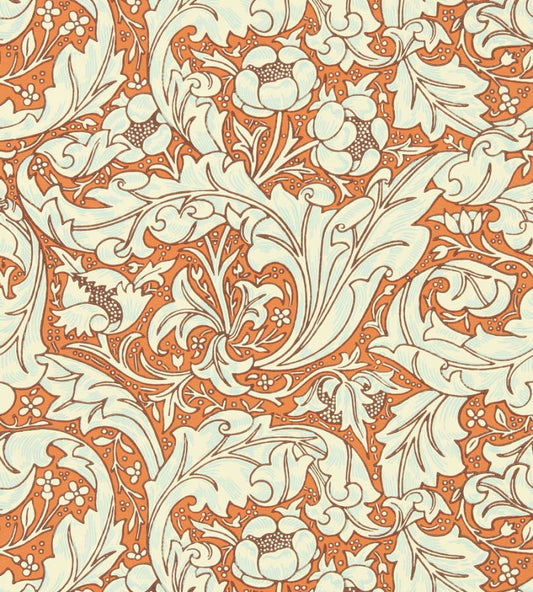 Bachelors Button Wallpaper - Burnt Orange/Sky - 217097 - Morris & Co - Premier Wallcovering