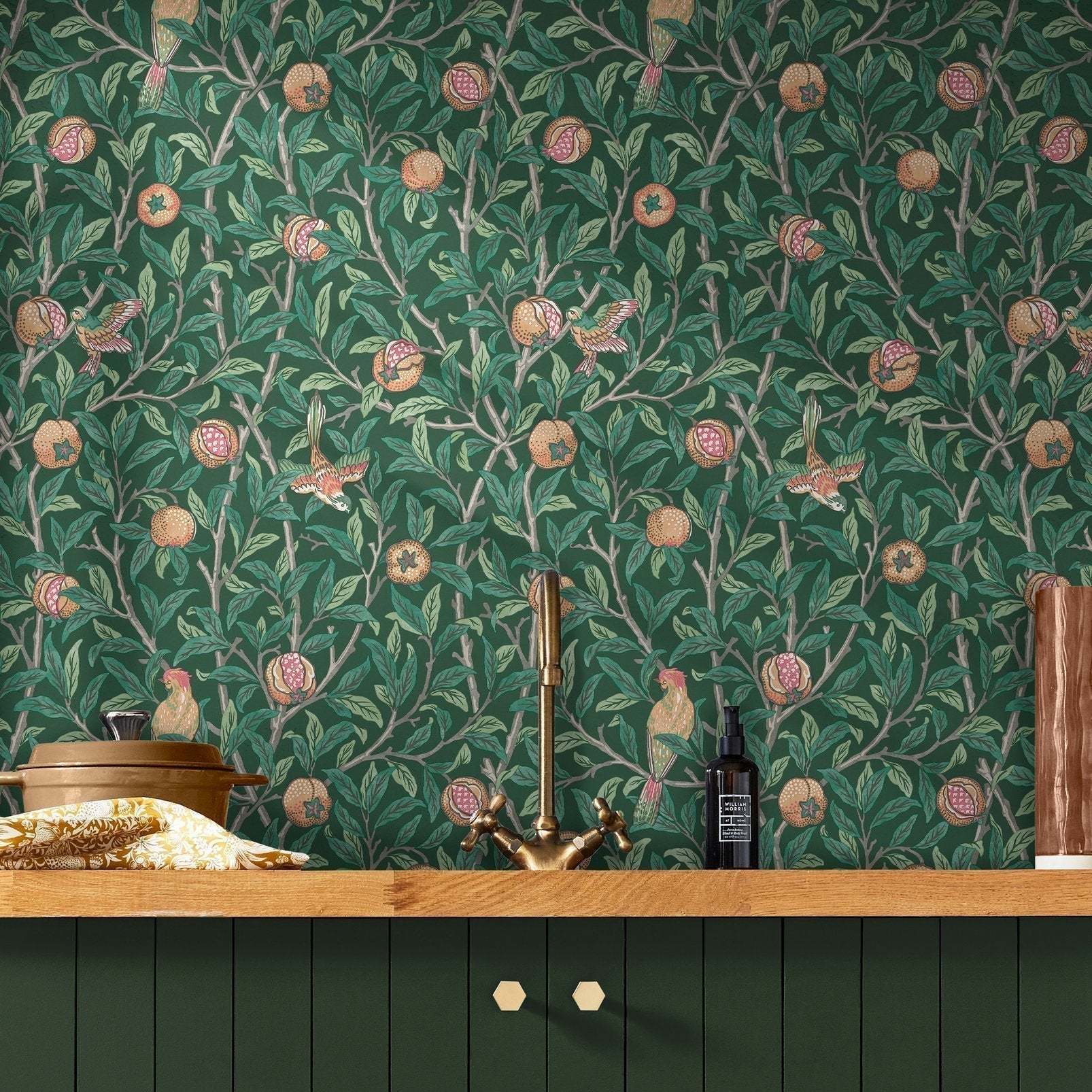 Bird & Pomegranate Wallpaper - Deep Green - 124260 - William Morris AH - Premier Wallcovering