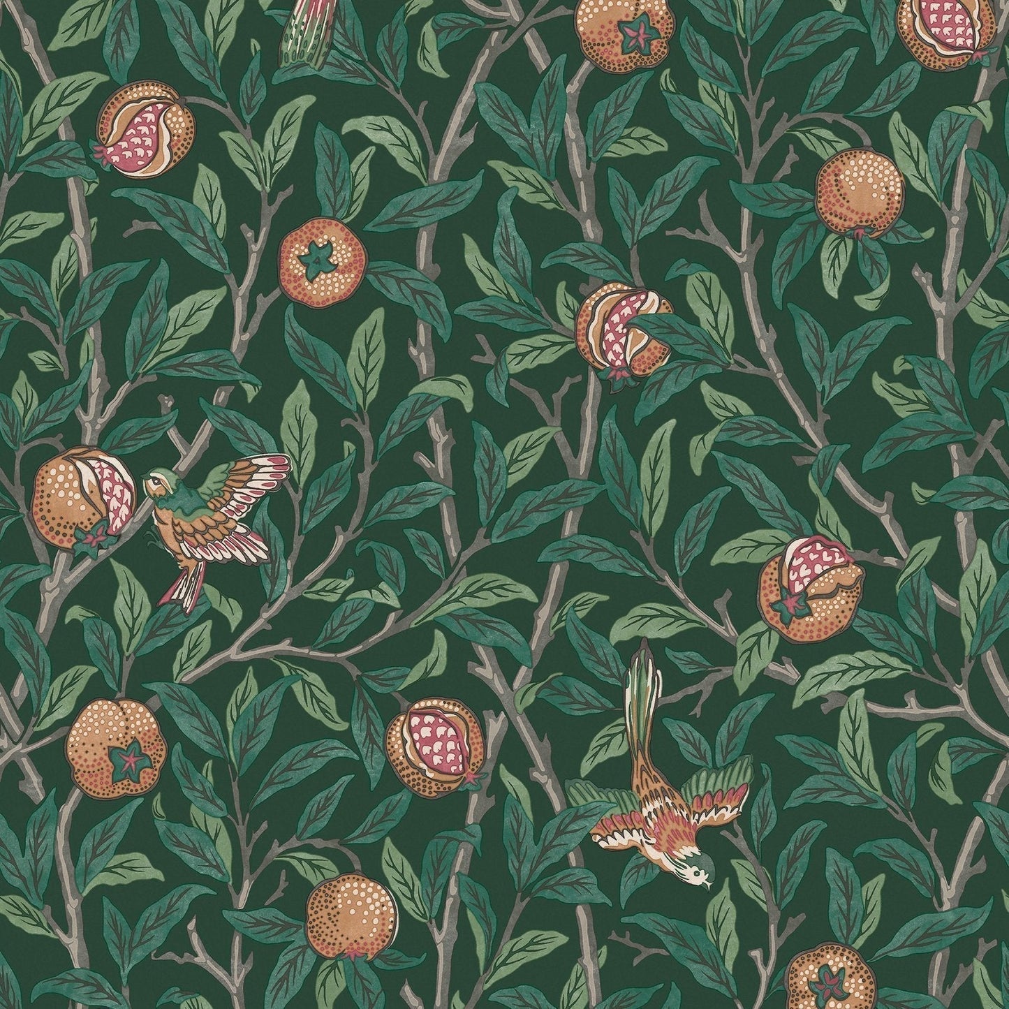 Bird & Pomegranate Wallpaper - Deep Green - 124260 - William Morris AH - Premier Wallcovering