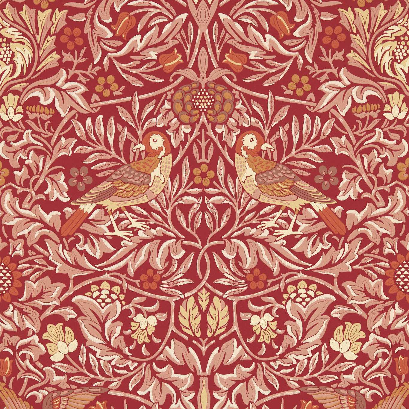 Bird Wallpaper - Madder/Weld - 217195 - Morris & Co - Premier Wallcovering