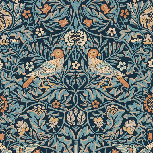 Bird Wallpaper - Webbs Blue - 217193 - Morris & Co - Premier Wallcovering