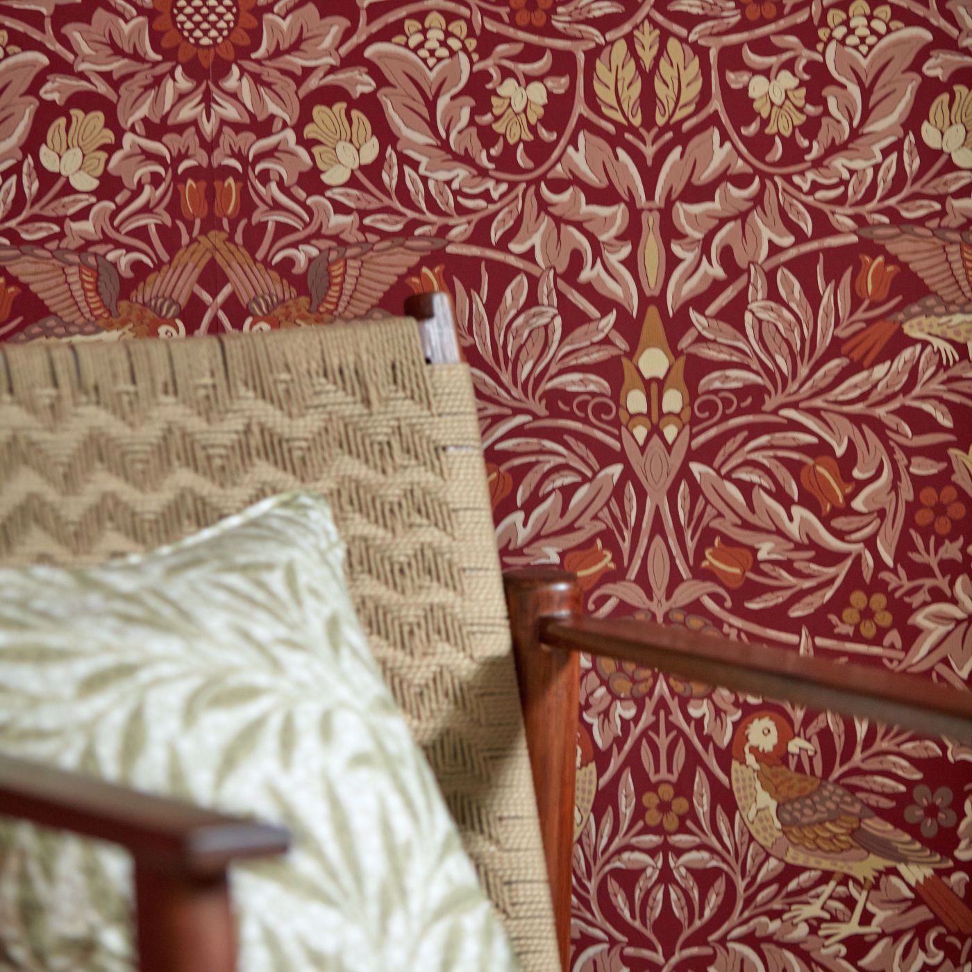 Bird Wallpaper - Boughs Green - 217192 - Morris & Co - Premier Wallcovering