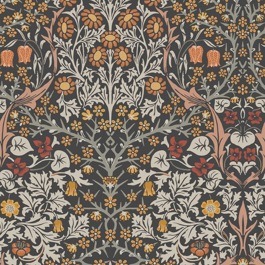 Blackthorn Wallpaper - Charcoal & Burnt Orange - 124250 - William Morris AH - Premier Wallcovering