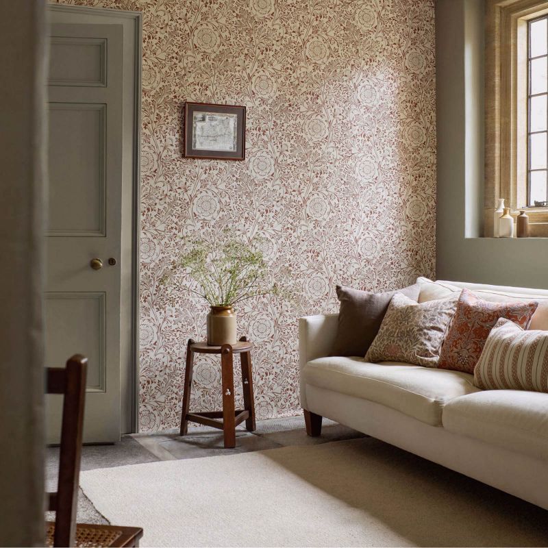 Chamomile Wallpaper - Flax/Madder - Morris & Co - 217587 - Premier Wallcovering