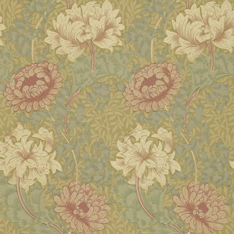 Chrysanthemum Wallpaper - Pink/Yellow/Green - DGW1CY101 - Morris & Co