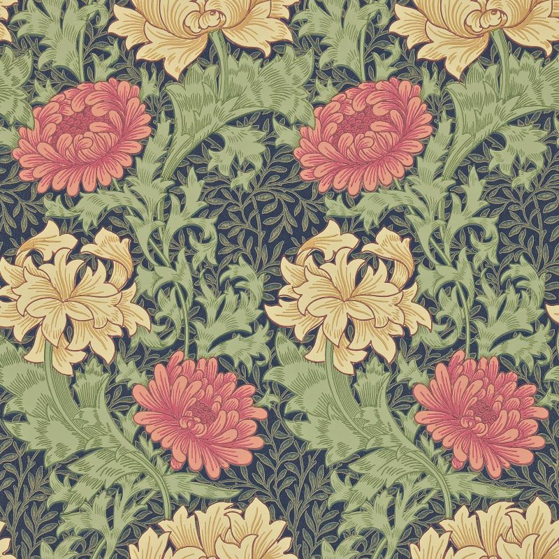 Chrysanthemum Wallpaper - Indigo - 212549 - Morris & Co