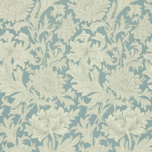 Chrysanthemum Toile Wallpaper - China Blue/Cream - DMOWCH101 - Morris & Co