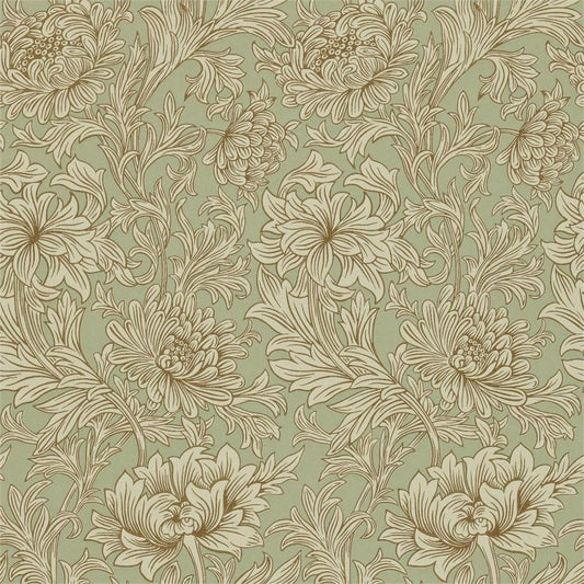 Chrysanthemum Toile Wallpaper - Eggshell/Gold - DMOWCH104 - Morris & Co - Premier Wallcovering