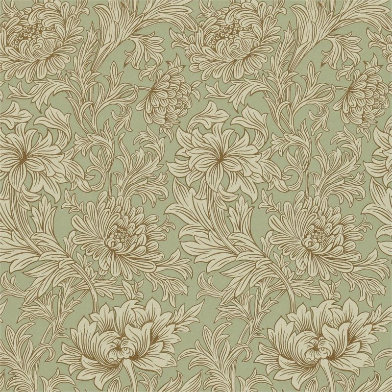 Chrysanthemum Toile Wallpaper - Eggshell/Gold - DMOWCH104 - Morris & Co