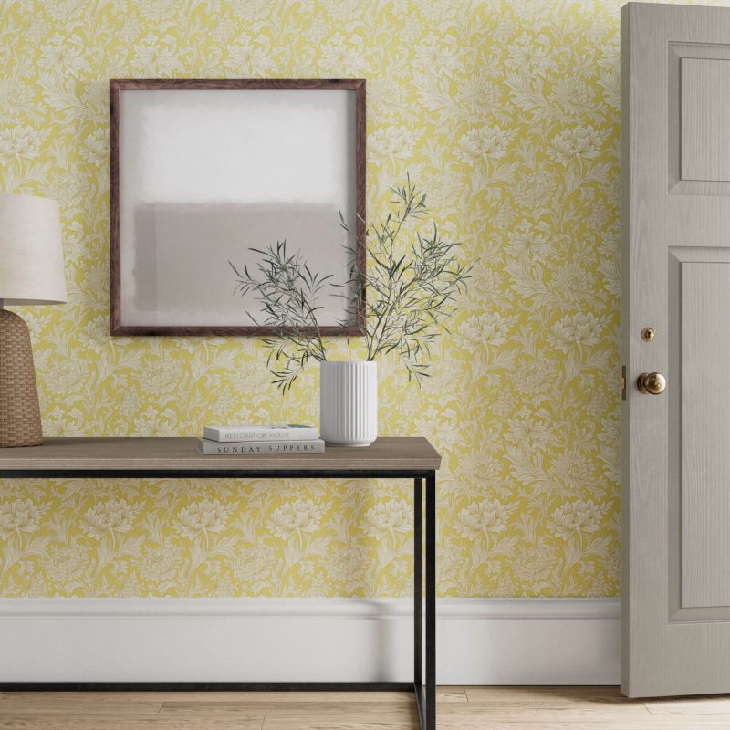 Chrysanthemum Wallpaper - Pink/Yellow/Green - DGW1CY101 - Morris & Co