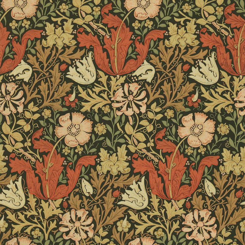 Compton Wallpaper - Brown/Orange - DGW196101 - Morris & Co - Premier Wallcovering