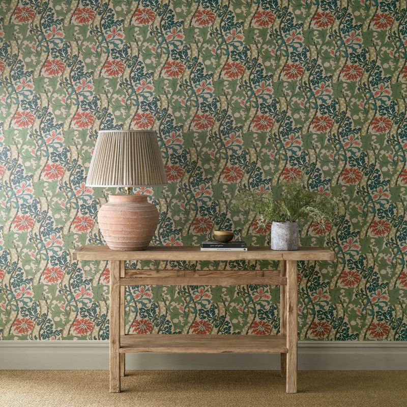 Cornflower Wallpaper - Madder/Forest - Morris & Co - 217580 - Premier Wallcovering