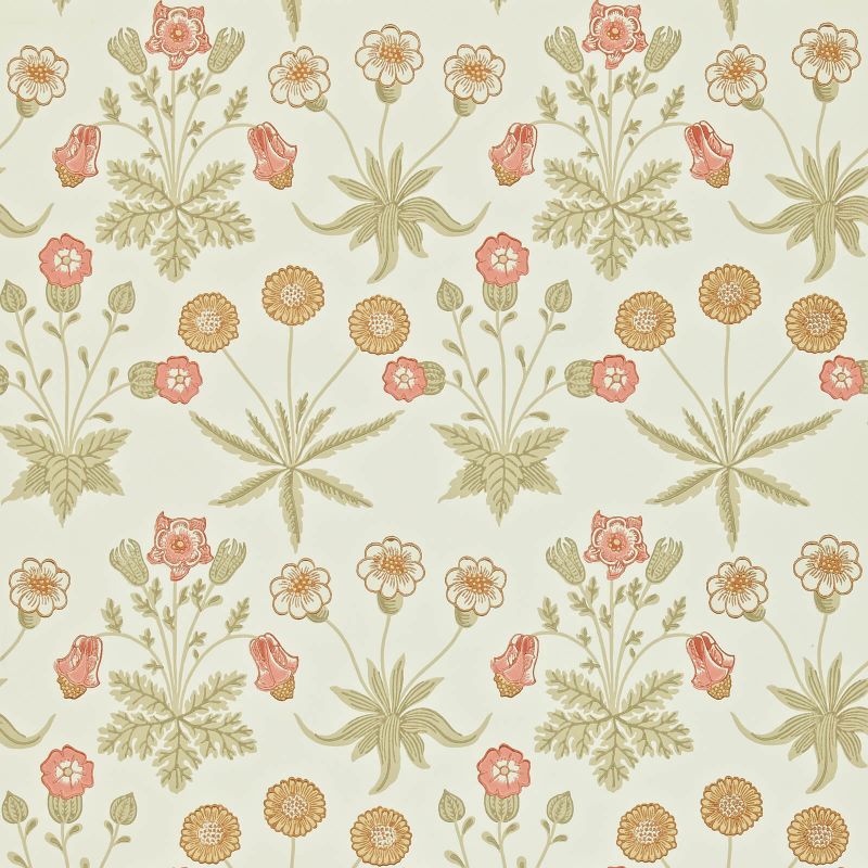 Daisy Wallpaper - Coral/Manilla - 212560 - Morris & Co - Premier Wallcovering