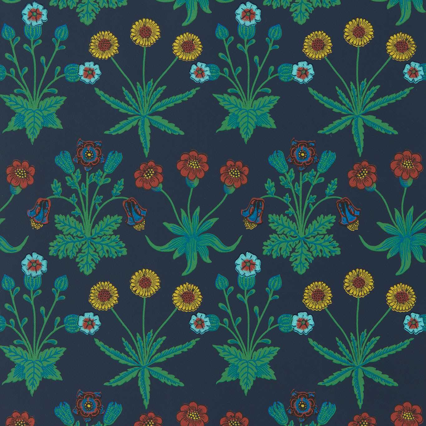 Daisy Wallpaper - Midnight - 510034 - Morris & Co - Premier Wallcovering
