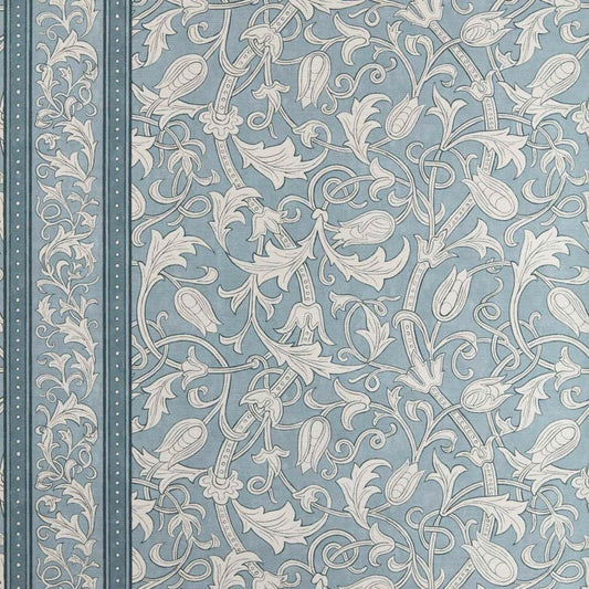 Etched Scrolling Tulip Wallpaper - Faded Indigo - Morris & Co - 217604 - Premier Wallcovering