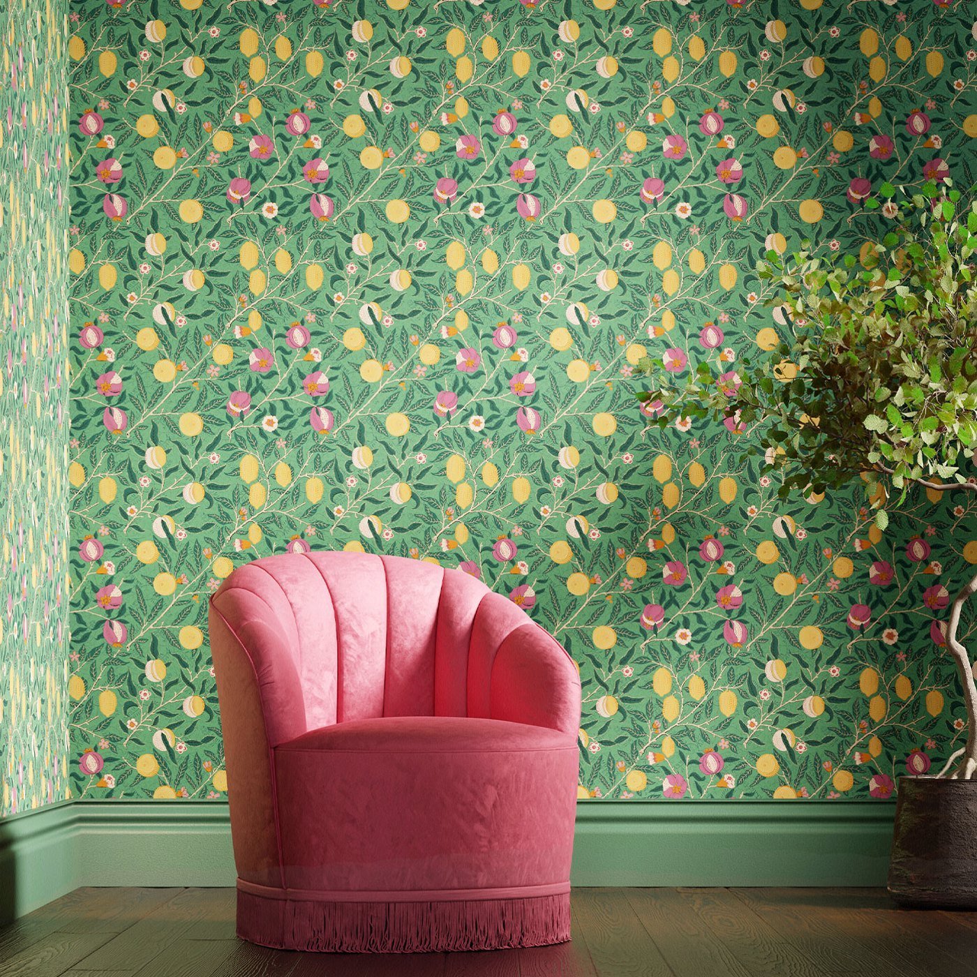 Fruit Wallpaper - Tangled Green - 510018 - Morris & Co - Premier Wallcovering