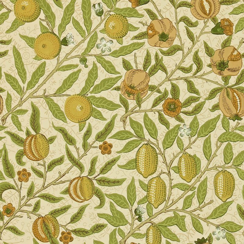 Fruit Wallpaper - Lime/Green/Tan - DGW1FU102 - Morris & Co - Premier Wallcovering