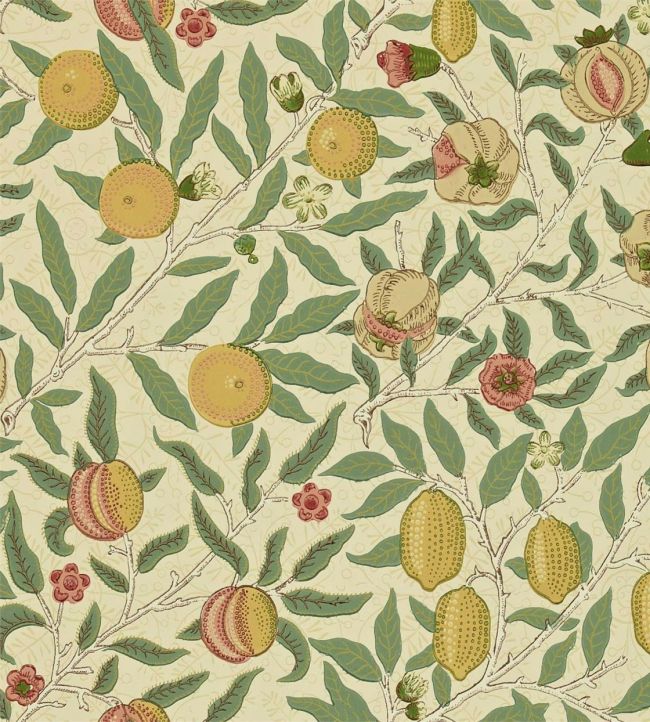 Fruit Wallpaper - Beige/Gold/Coral - 216859 - Morris & Co - Premier Wallcovering