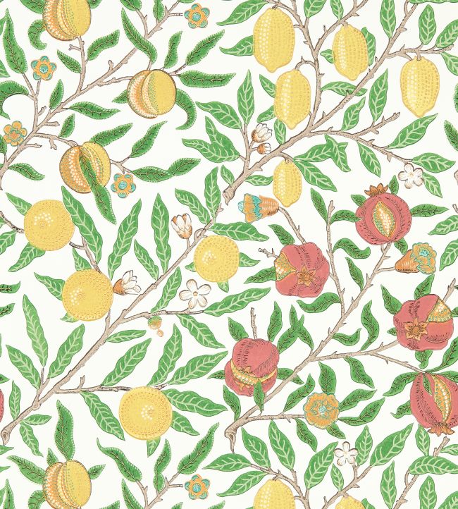 Fruit Wallpaper - Leaf Green/Madder - 217086 - Morris & Co - Premier Wallcovering