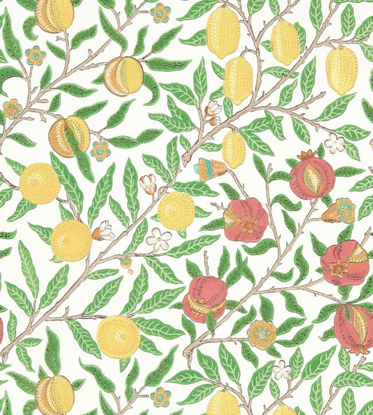 Fruit Wallpaper - Leaf Green/Madder - 217086 - Morris & Co - Premier Wallcovering