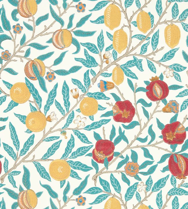 Fruit Wallpaper - Green Indigo/Madder - 217085 - Morris & Co - Premier Wallcovering