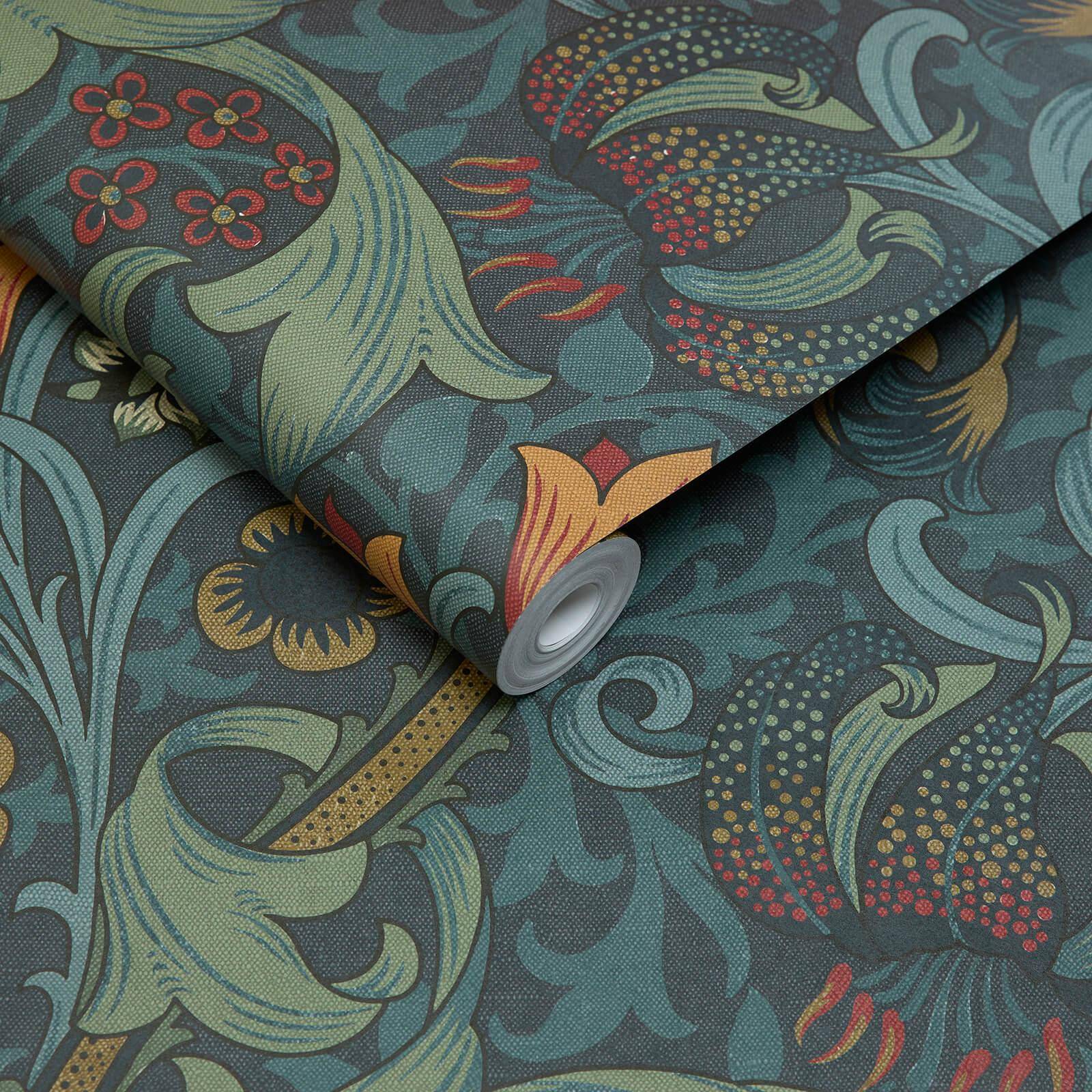 Golden Lily Wallpaper - Midnight - House of Hackney - 1 - WA - GOL - DI - NVY - XXX - Premier Wallcovering
